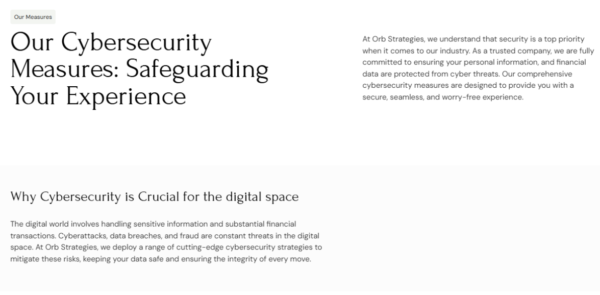 Orb Strategies cybersecurity section
